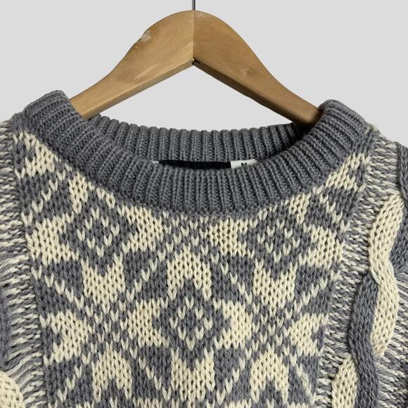 Vintage Eskimo Knitwear Women’s Gray White Wool Pullover Sweater Size M - Picture 3 of 8